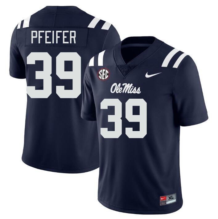Ole Miss Rebels #39 Joshua Pfeifer College Football Jerseys Stitched Sale-Navy